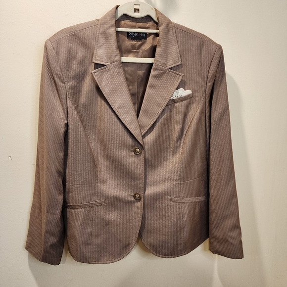 Style & Co. Women's Tan Stripes Office wear Blazer Fits L - Picture 1 of 11